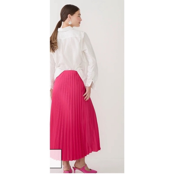 J.CREW Pleated Pull-on Pink Midi Skirt Size Small NWT - Picture 3 of 8